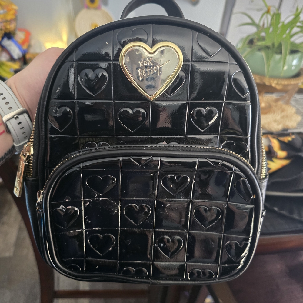 Betsey Johnson Black Heart Mini Backpack